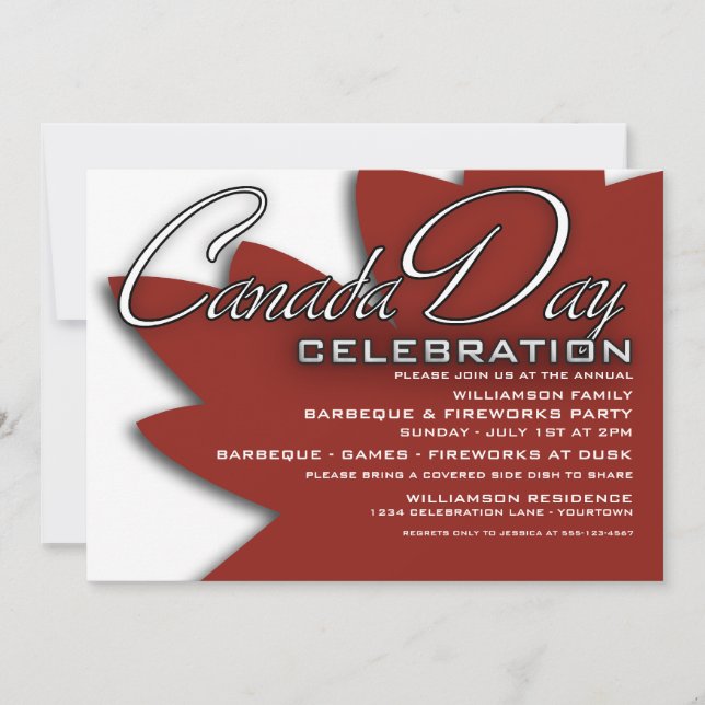 Invitaciones a la celebración del Día de Canadá (Anverso)