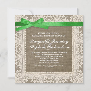 invitaciones a la cena con cinta de encaje y ensay