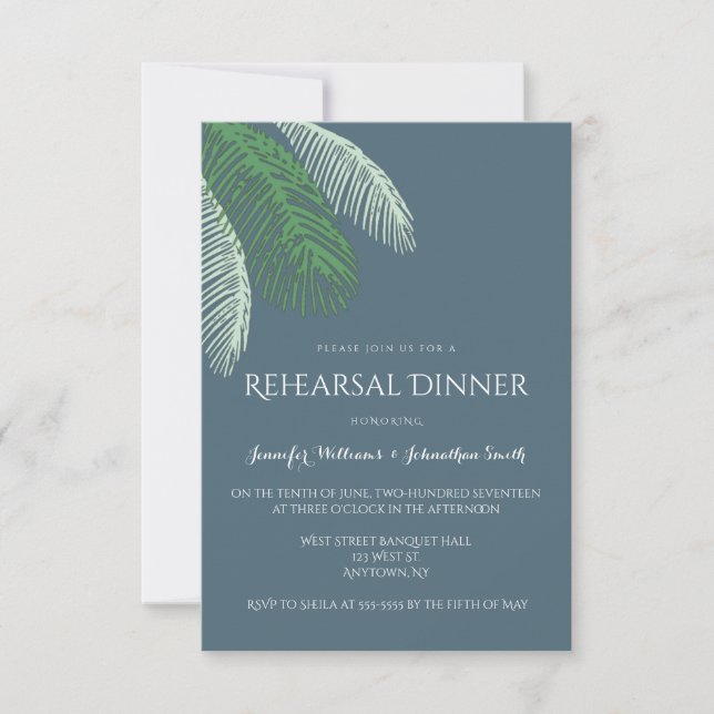 Invitaciones a la cena con ensayos de hojas de pal (Anverso)