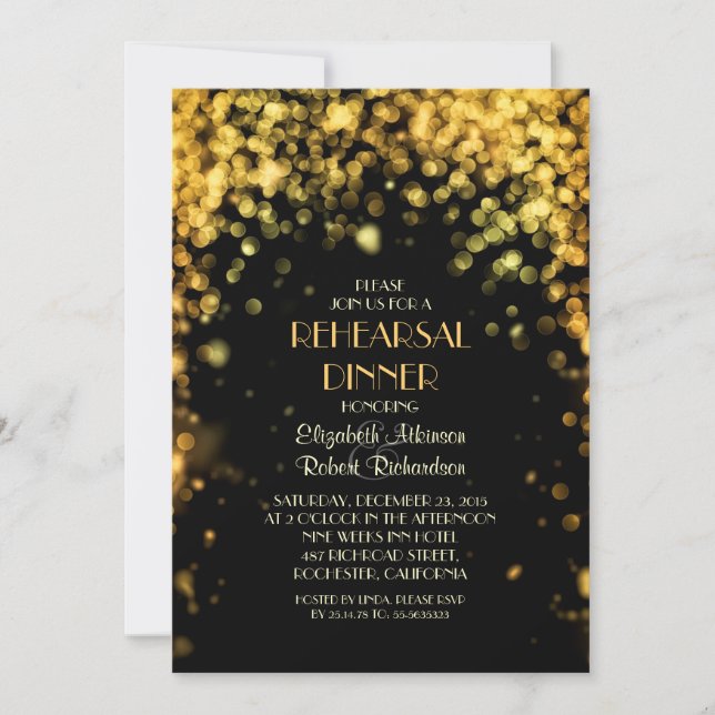 invitaciones a la cena con luces de noche estrella (Anverso)