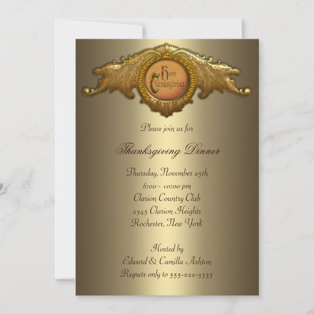 Invitaciones a la cena de Acción de Gracias (Anverso)