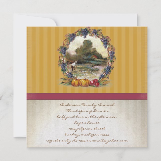 Invitaciones a la cena de Acción de Gracias de la  (Anverso)