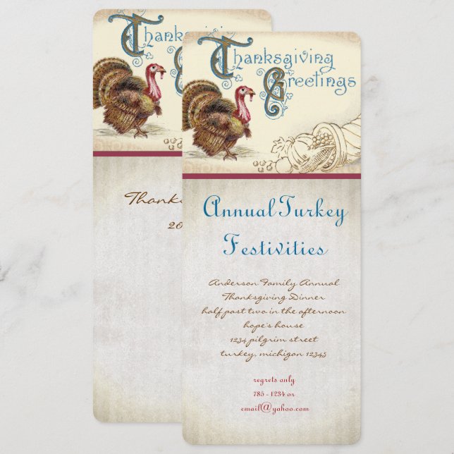 Invitaciones a la cena de Acción de Gracias de la  (Anverso / Reverso)