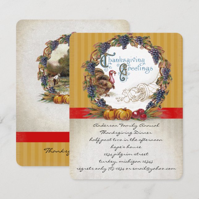 Invitaciones a la cena de Acción de Gracias de la  (Anverso / Reverso)