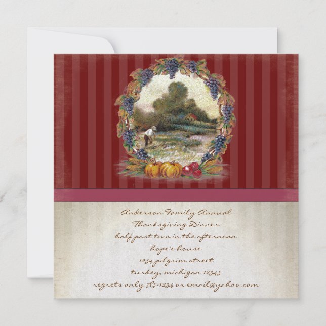 Invitaciones a la cena de Acción de Gracias de la  (Anverso)