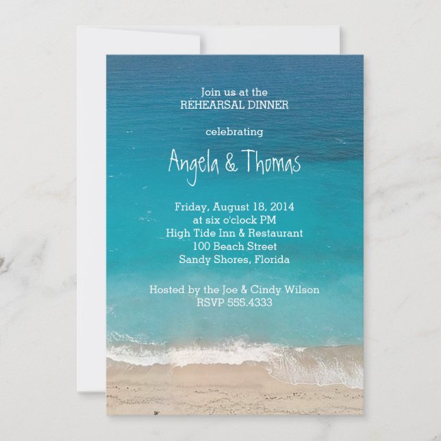 Invitaciones a la cena de Aquamarine Blue Ocean Re (Anverso)