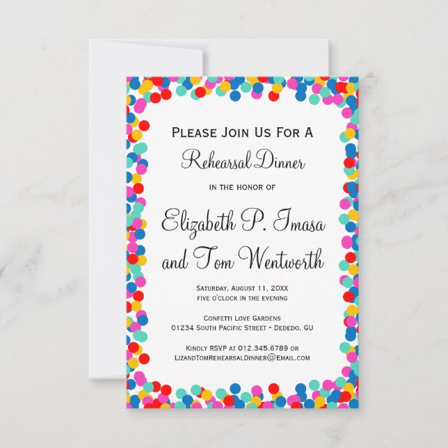 Invitaciones a la cena de Boda Confetti (Anverso)