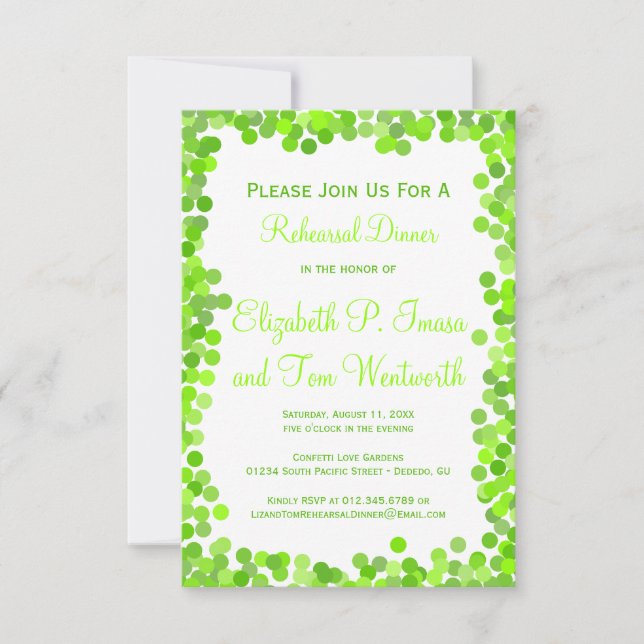 Invitaciones a la cena de Boda Confetti (Anverso)