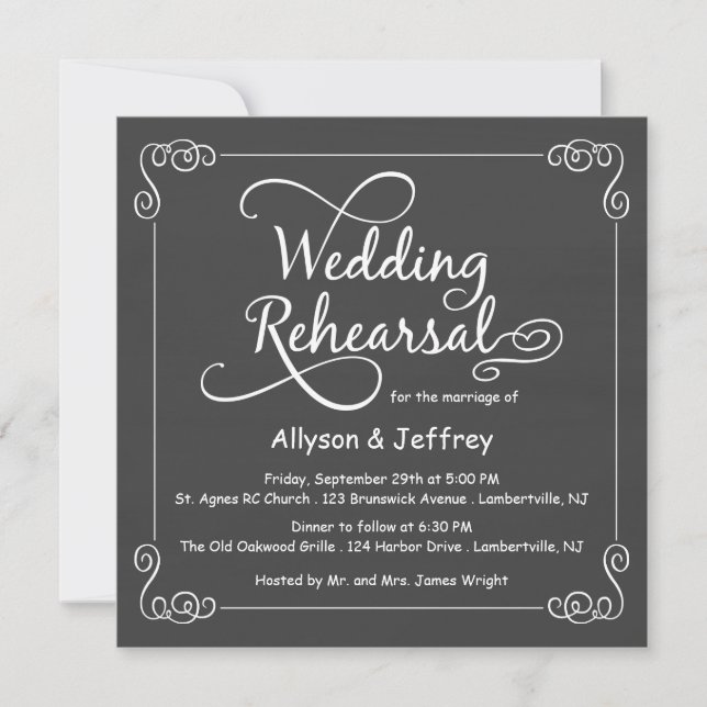 Invitaciones a la cena de Boda de Chalkboard (Anverso)