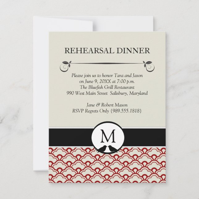 Invitaciones a la cena de Boda de Lovebirds (Anverso)