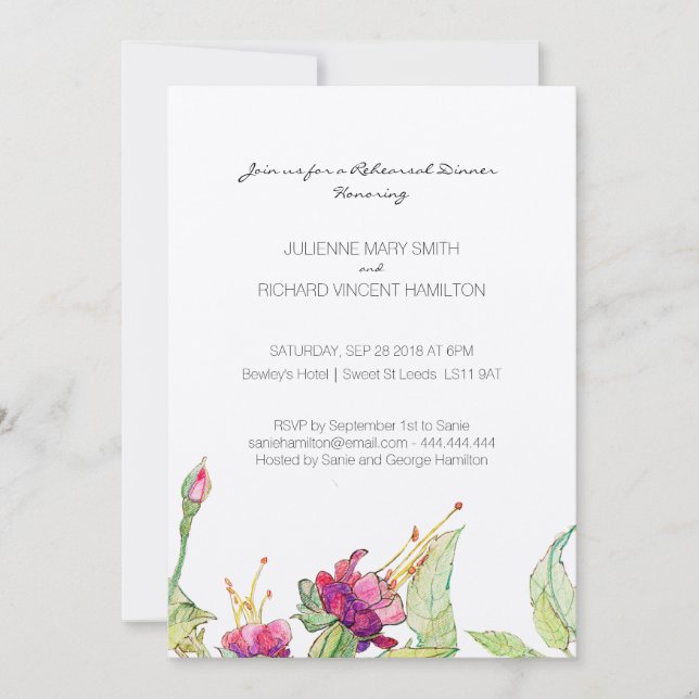 Invitaciones a la cena de Boho Boda Floral (Anverso)