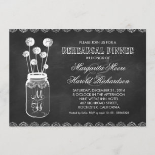Invitaciones a la cena de Chalkboard mason jar