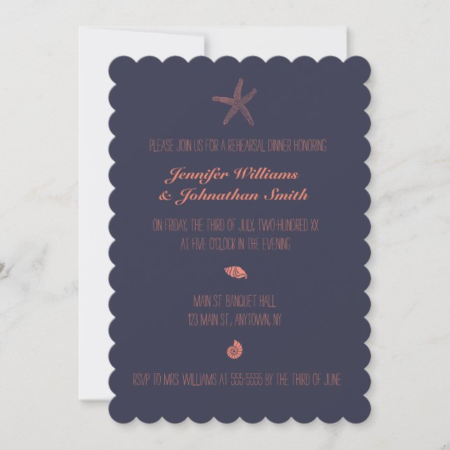 Invitaciones a la cena de conchas de la marina (Anverso)