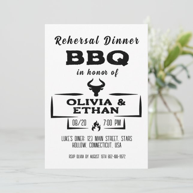 invitaciones a la cena de ensayo bbq (Anverso de pie)