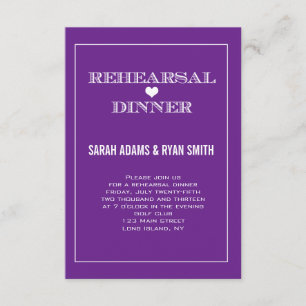 Invitaciones a la cena de ensayo Boda Purple Heart