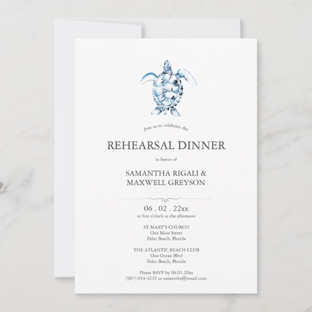Invitaciones a la cena de ensayo de acuarela coste (Anverso)