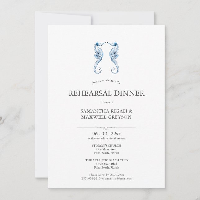 Invitaciones a la cena de ensayo de acuarela coste (Anverso)