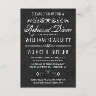 Invitaciones a la cena de ensayo de Chalkboard