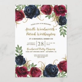 Invitaciones a la cena de ensayo de la Marina Blue