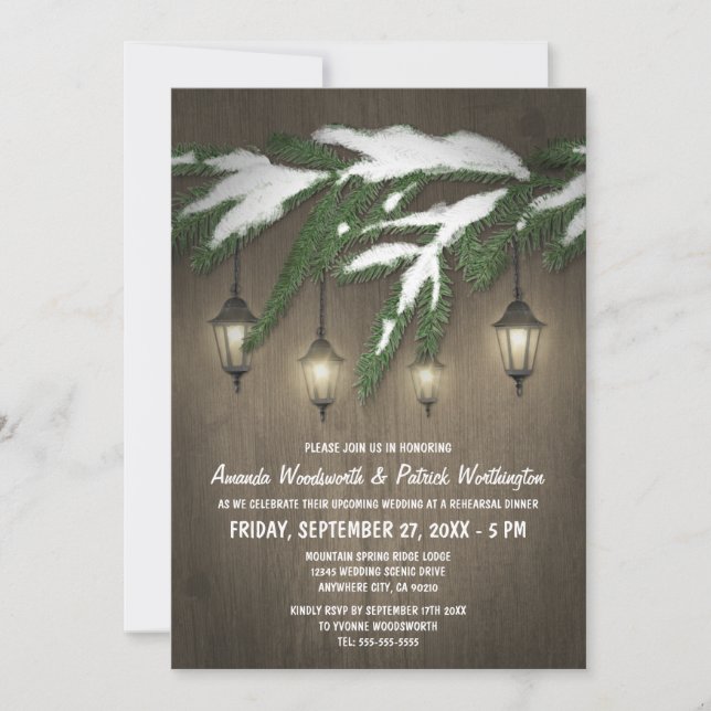 Invitaciones a la cena de ensayo de linternas de E (Anverso)