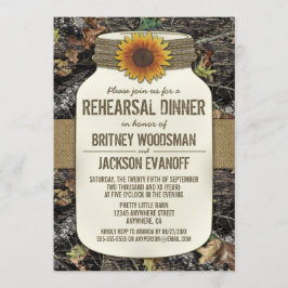 Invitaciones a la cena de ensayo de Mason Jar Camo
