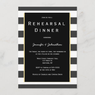 Invitaciones a la cena de ensayo de rayas negras