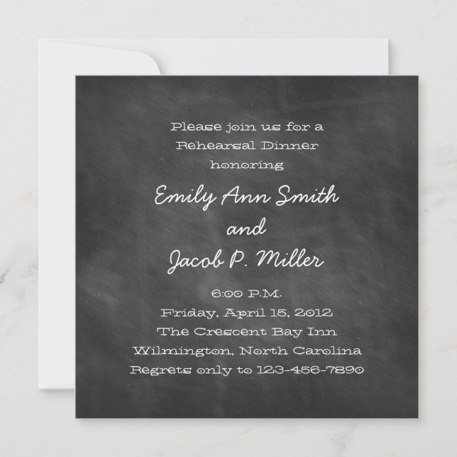 Invitaciones a la cena de ensayo de tablero cuadra (Anverso)