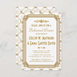 Invitaciones a la cena de ensayo en blanco Art Dec