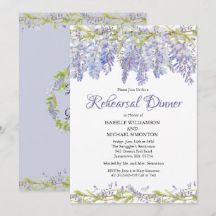 Invitaciones a la cena de ensayo morado floral