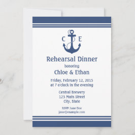 Invitaciones a la cena de ensayo náutico azul de l