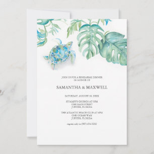 Invitaciones a la cena de ensayo Playa de acuarela