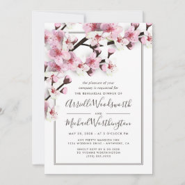 Invitaciones a la cena de ensayo rosado con flores