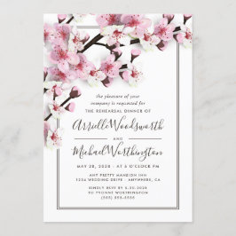Invitaciones a la cena de ensayo rosado con flores