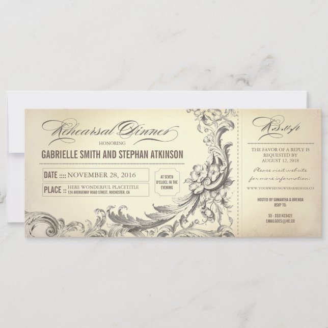 invitaciones a la cena de ensayos antiguos (Anverso)