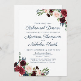 Invitaciones a la cena de ensayos florales de Navy