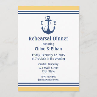 Invitaciones a la cena de ensayos náuticos amarill
