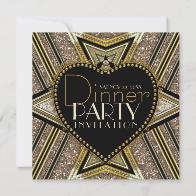 Invitaciones a la cena de gala Art Déco de 1920 en (Anverso)