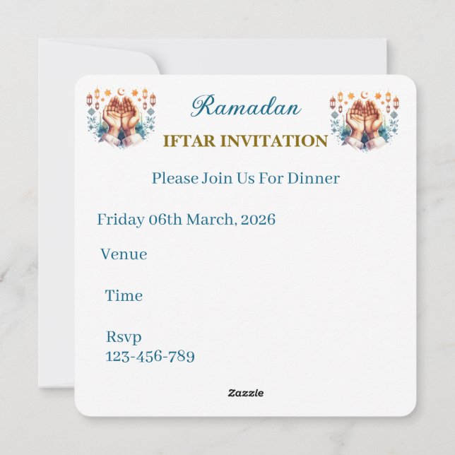 Invitaciones a la Cena de Iftar (Reverso)
