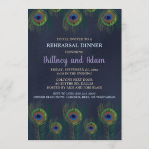 Invitaciones a la cena de las plumas de pavo real