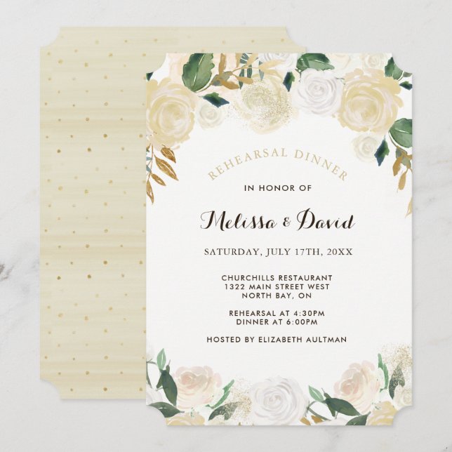 Invitaciones a la cena de los ensayos de oro y cha (Anverso / Reverso)