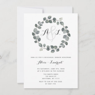 Invitaciones a la cena de Monograma Greenery