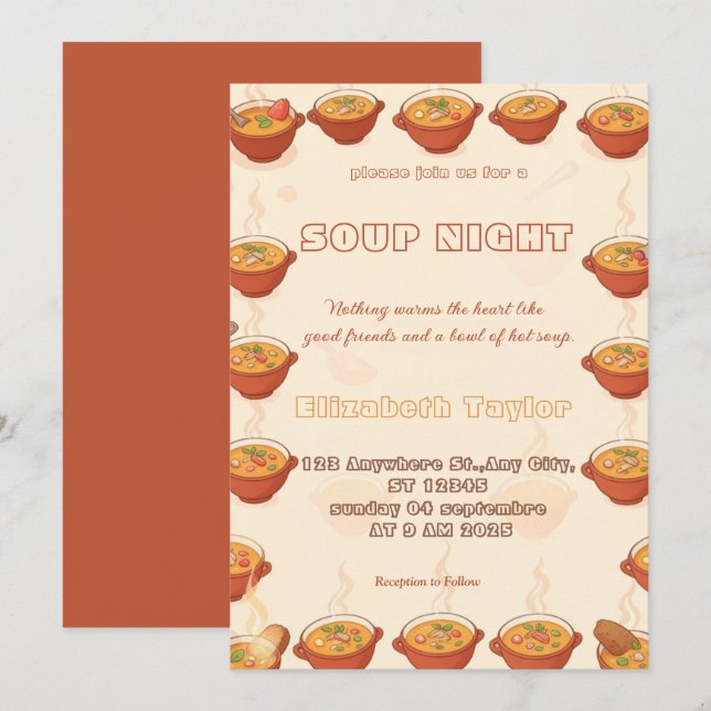 Invitaciones a la Cena de Noche de Sopa (Anverso / Reverso)