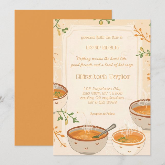 Invitaciones a la Cena de Noche de Sopa (Anverso / Reverso)