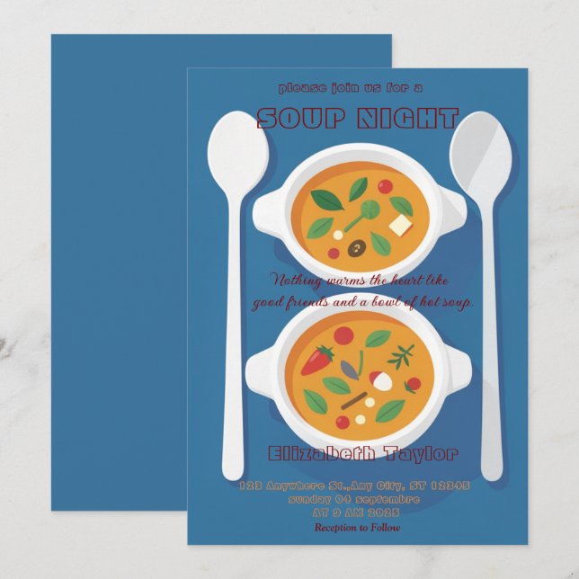 Invitaciones a la Cena de Noche de Sopa (Anverso / Reverso)