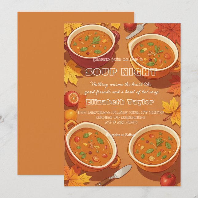 Invitaciones a la Cena de Noche de Sopa (Anverso / Reverso)