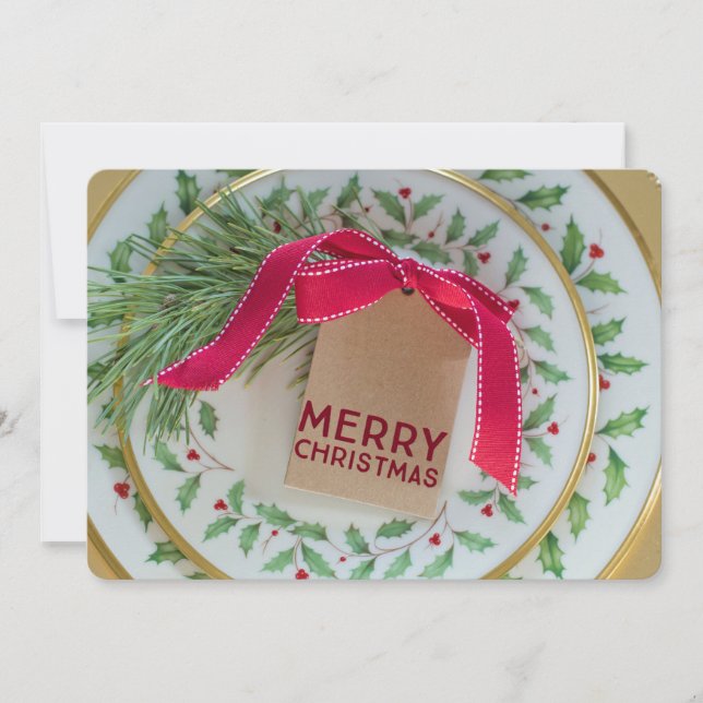 Invitaciones a la cena de platos de Navidad (Anverso)