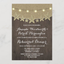 Invitaciones a la cena de Starfish Burlap Beach