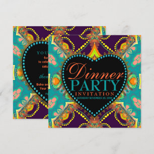 Invitaciones a la cena de temática bohemia hippie