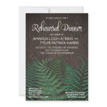 Invitaciones a la cena de un Boda de fern rústico