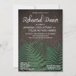 Invitaciones a la cena de un Boda de fern rústico